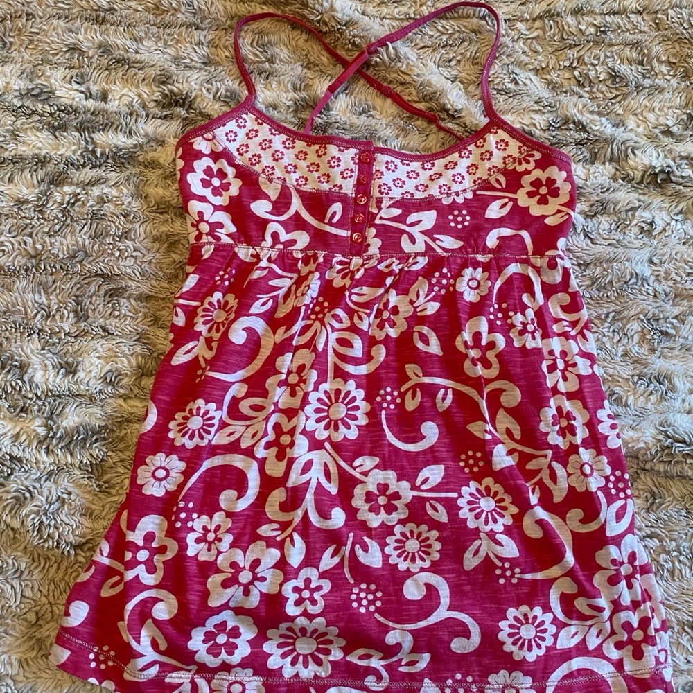 Vintage Aeropostale Floral Cross over tank top